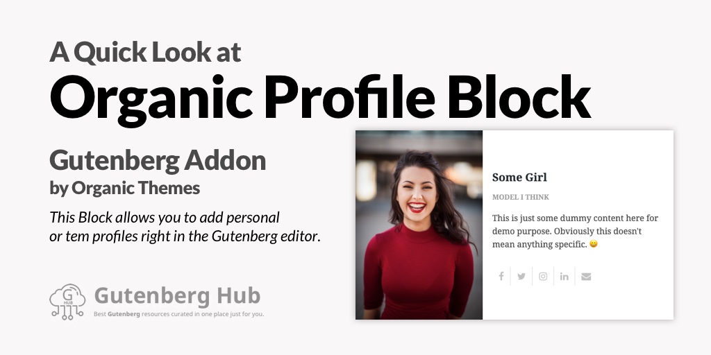 Organic Profile Block – Gutenberg Addon – Quick Look