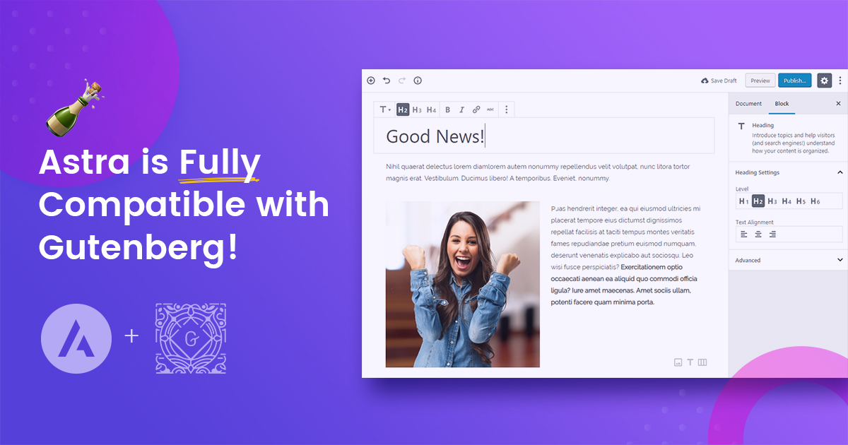 Astra WordPress Theme Is Fully Gutenberg Compatible!