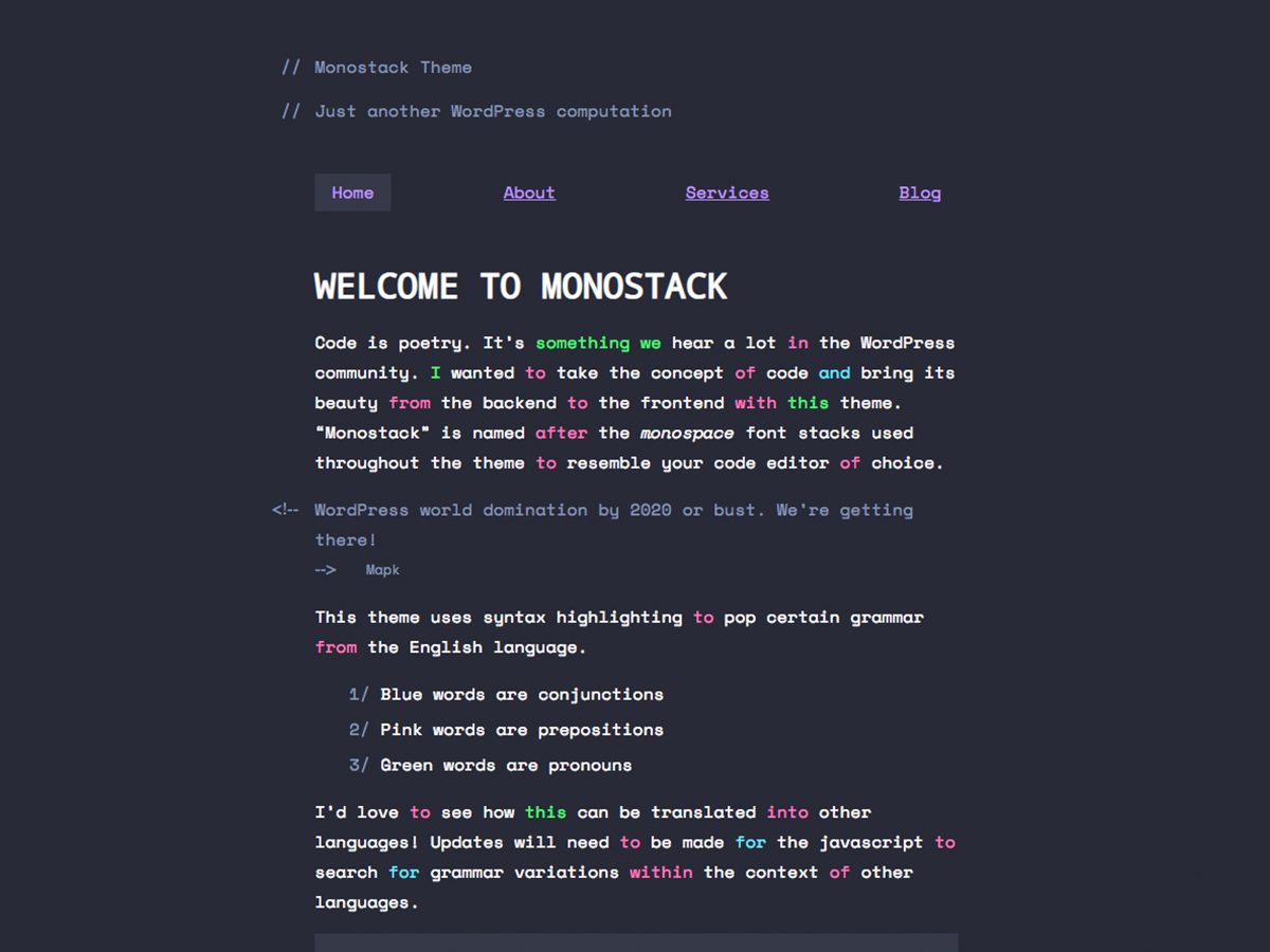 Monostack – Gutenberg Theme