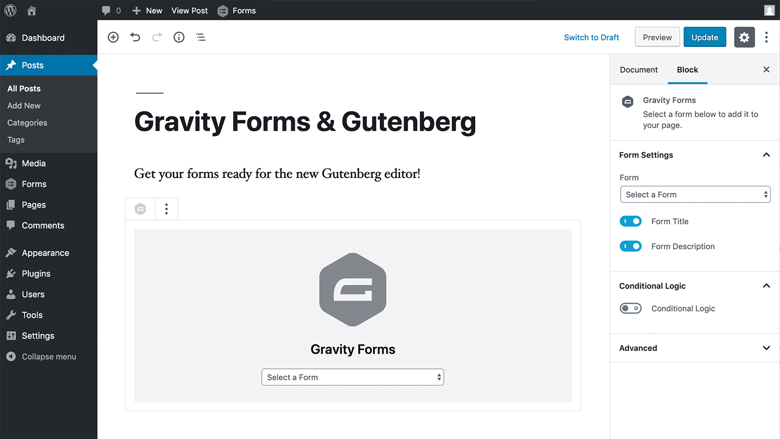 Learn how to use Gutenberg in your forms