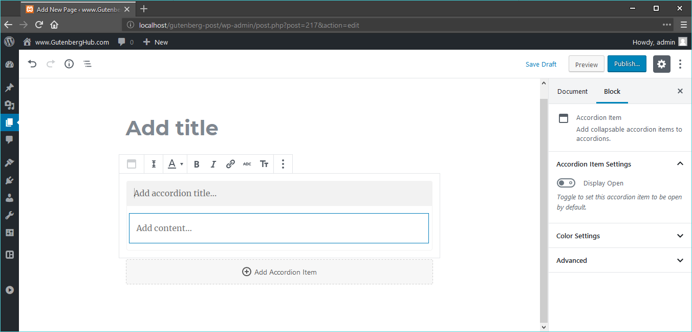 Gutenberg Accordion Block WordPress Gutenberg Block Library