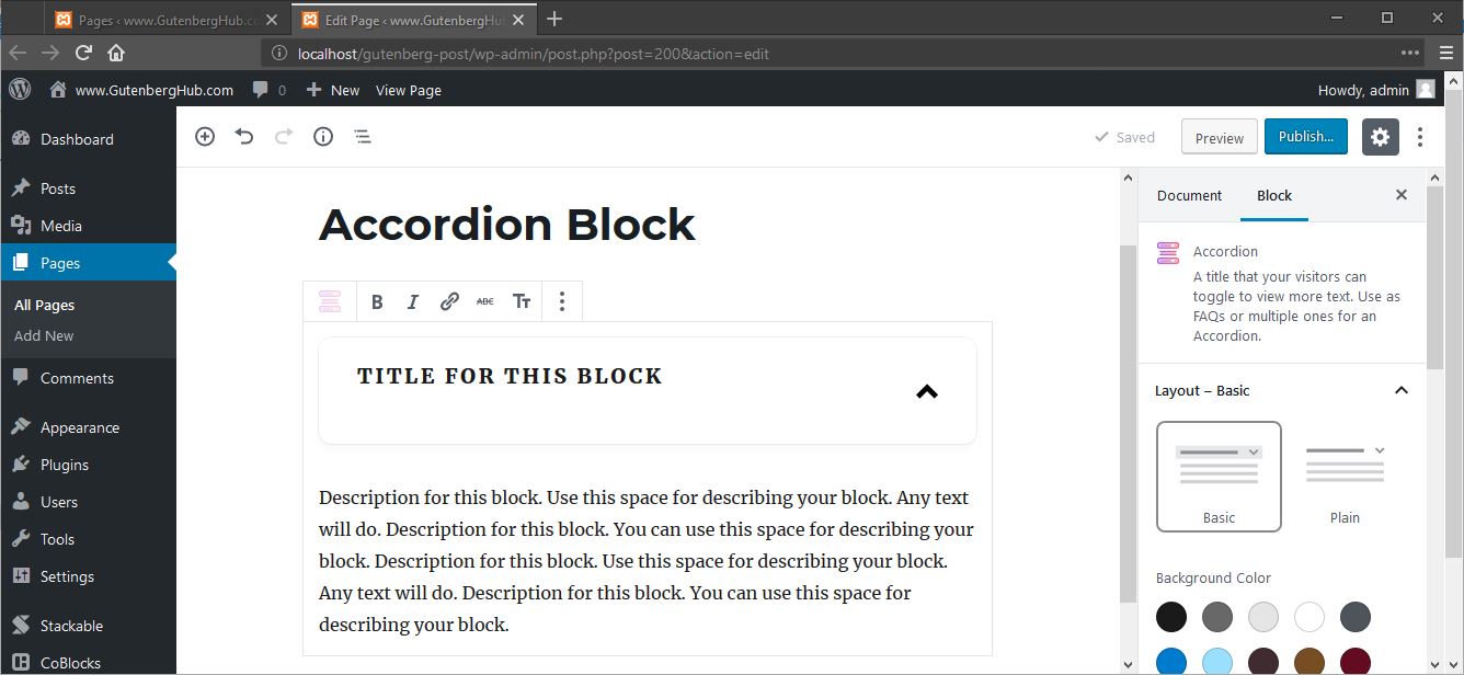 Gutenberg Accordion Block WordPress Gutenberg Block Library