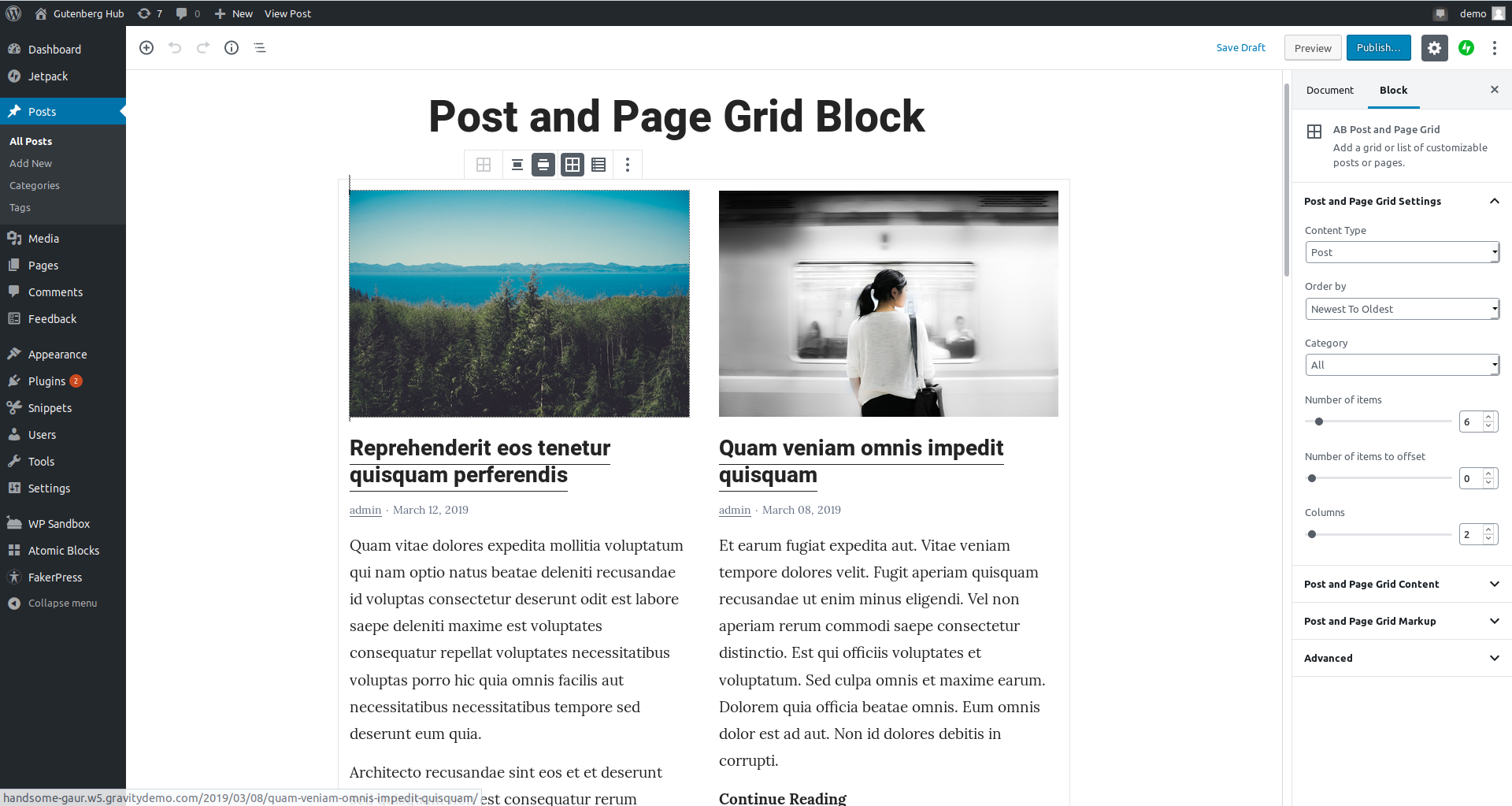 gutenberg post grid