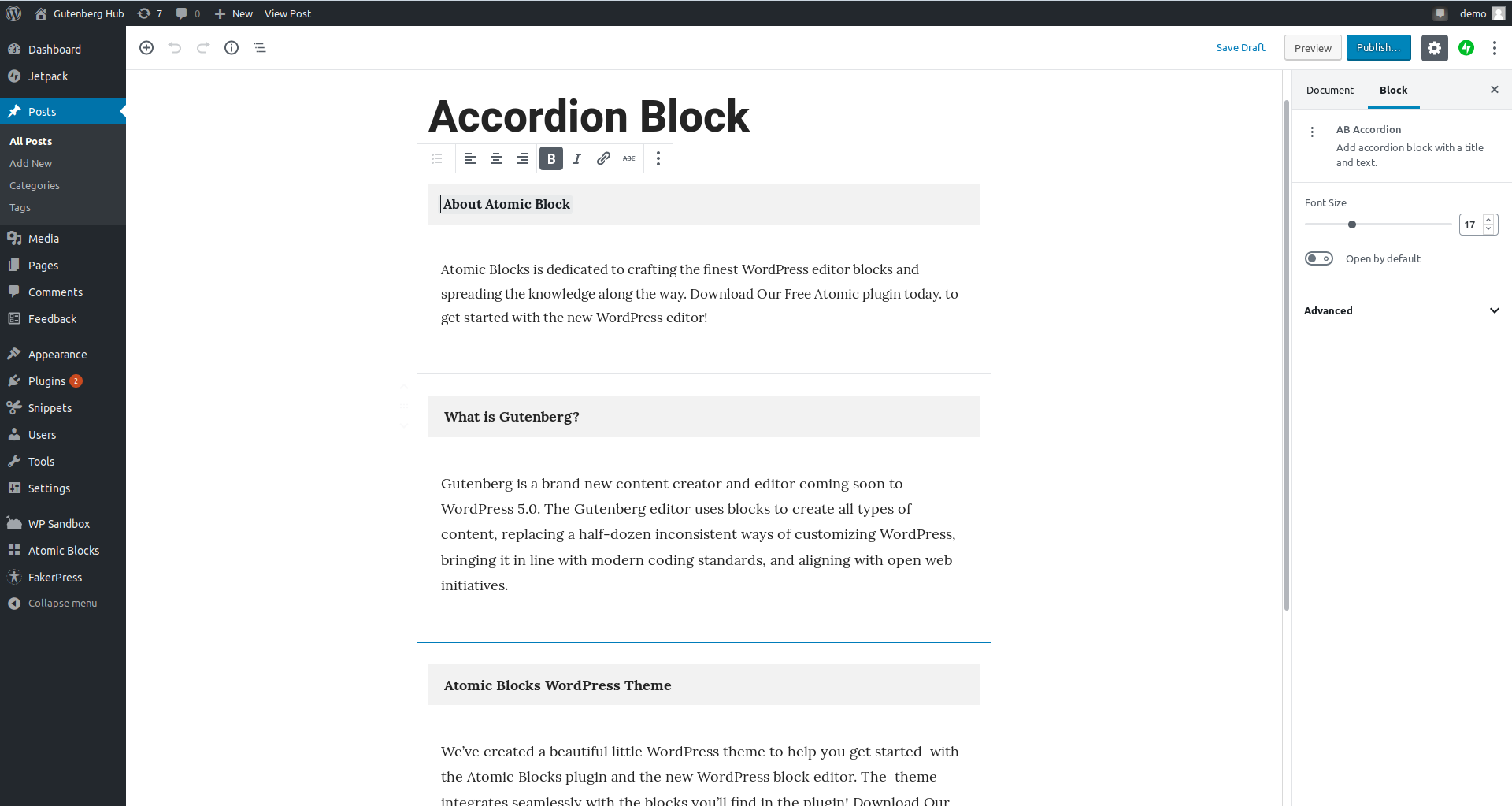 Gutenberg Accordion Block WordPress Gutenberg Block Library