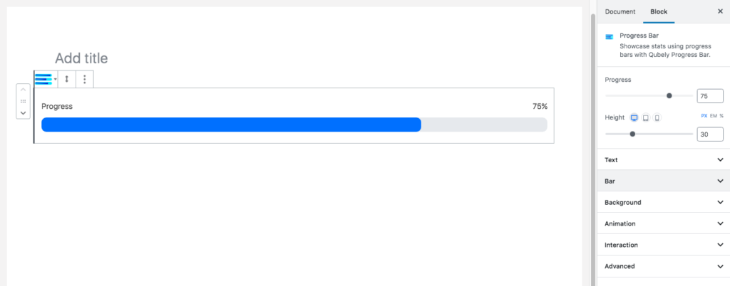 Qubely progress bar block