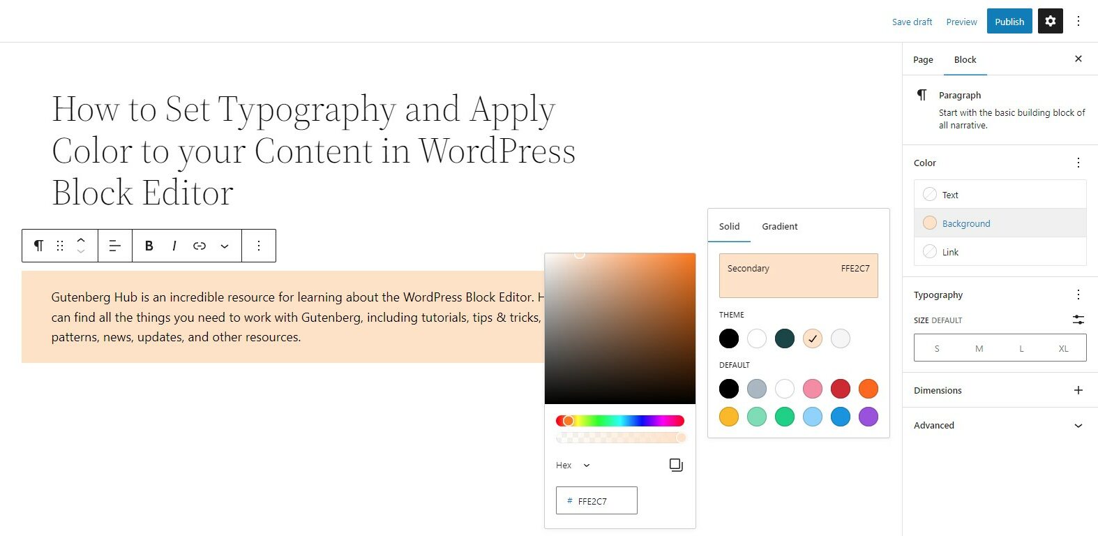 How to add template colors to custom block options in WordPress